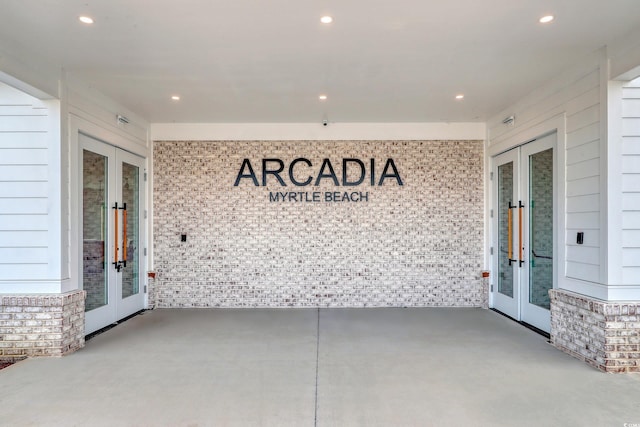 view of patio featuring french doors