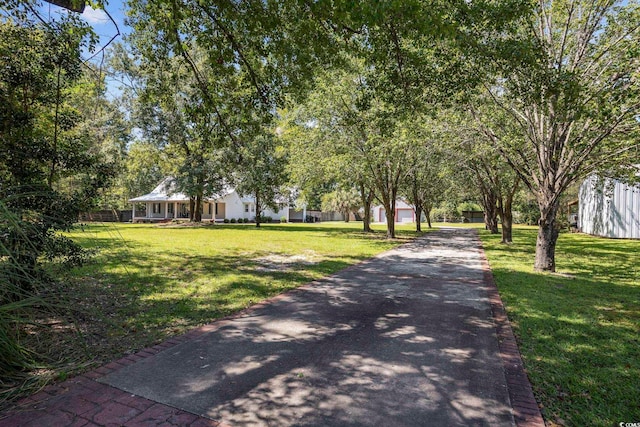 view of property's community featuring a yard