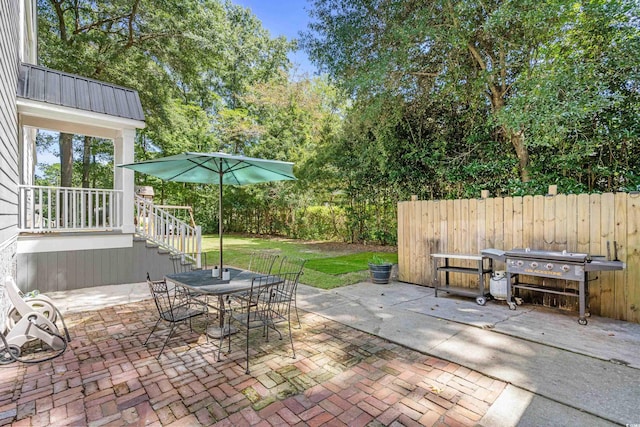 view of patio with area for grilling