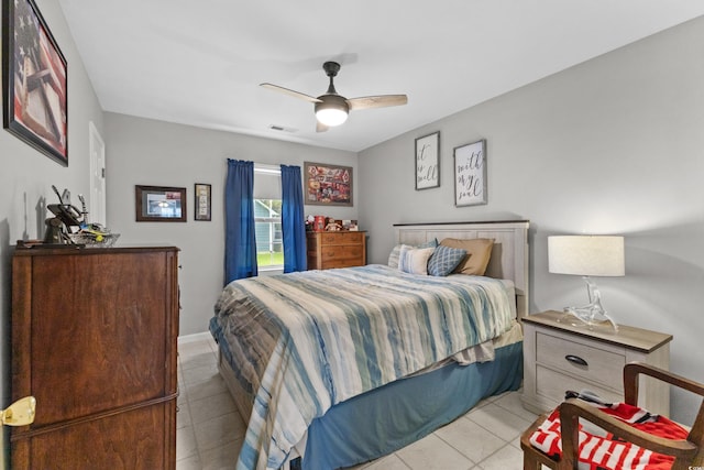 bedroom featuring ceiling fan