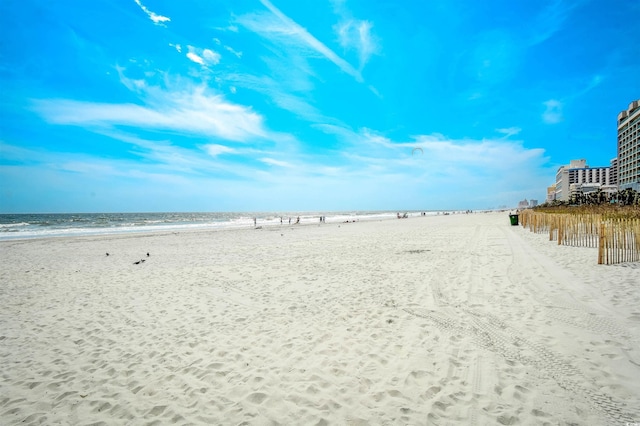 property view of water with a beach view