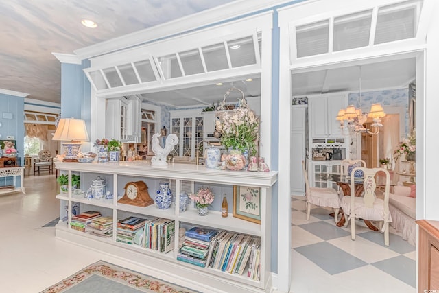 interior space featuring an inviting chandelier