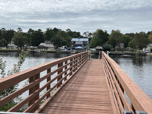 view of dock featuring a water view