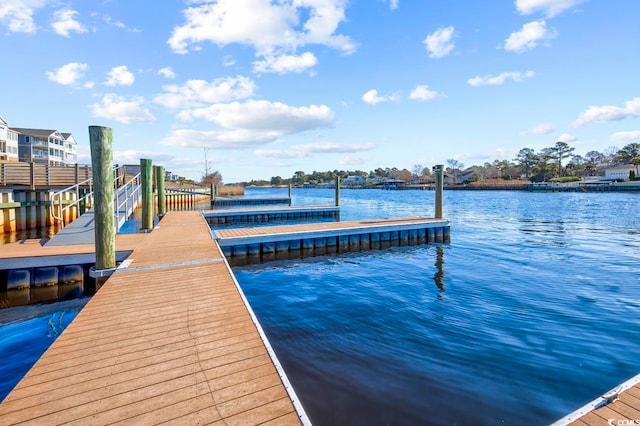 view of dock featuring a water view