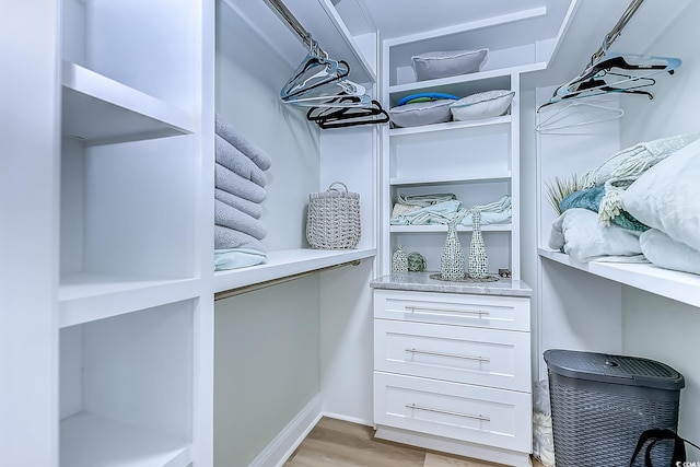 spacious closet with light wood-type flooring