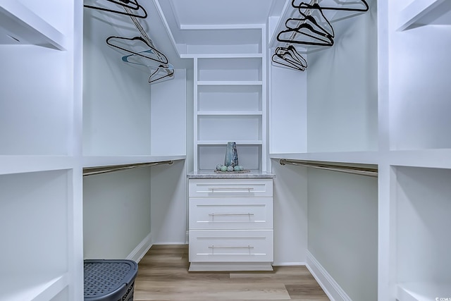 walk in closet featuring light hardwood / wood-style floors