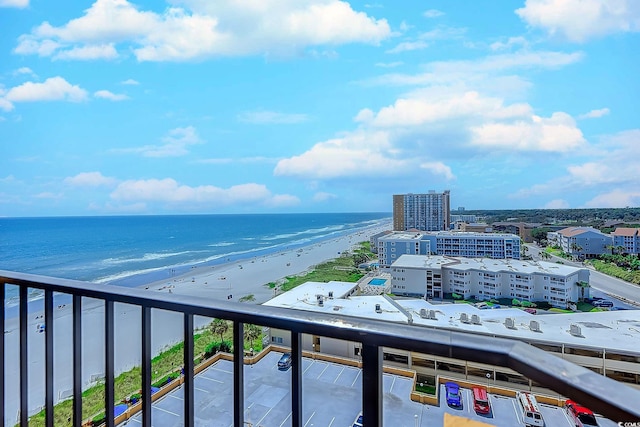 view of water feature featuring a view of the beach