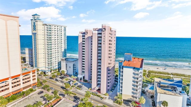 2500 N Ocean Blvd Unit 605, Myrtle Beach, SC 29577 - drone / aerial view featuring a water view and a beach view