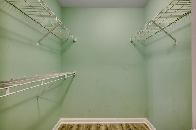 spacious closet featuring hardwood / wood-style flooring