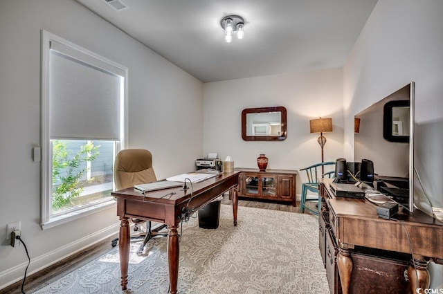 office area featuring light wood-type flooring