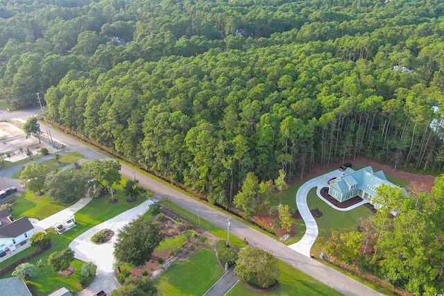 drone / aerial view with a forest view