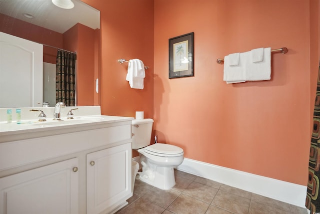 bathroom with tile patterned floors, toilet, and vanity