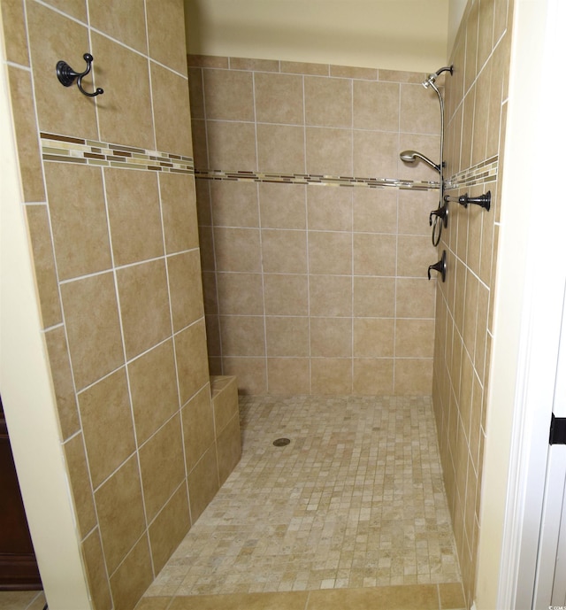 bathroom with tiled shower