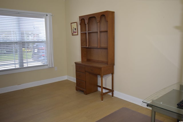 interior space with light hardwood / wood-style flooring