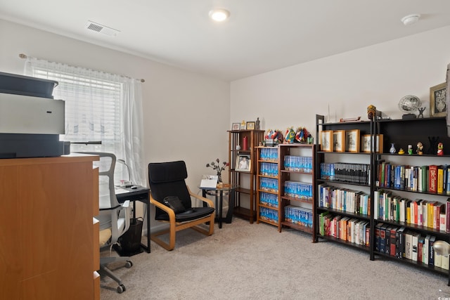 office area with light carpet