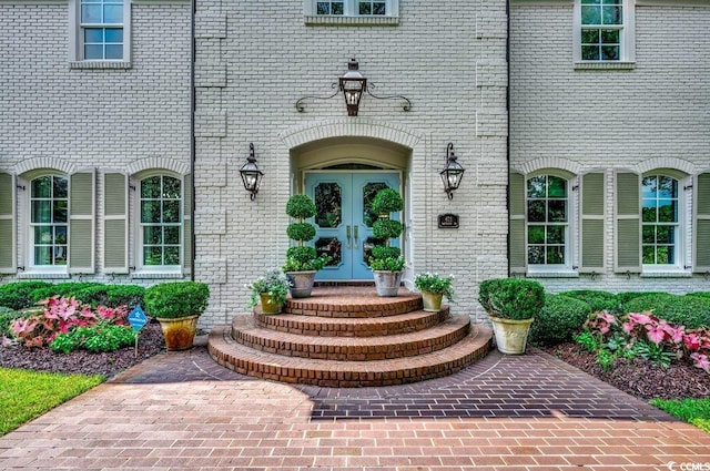 doorway to property with french doors