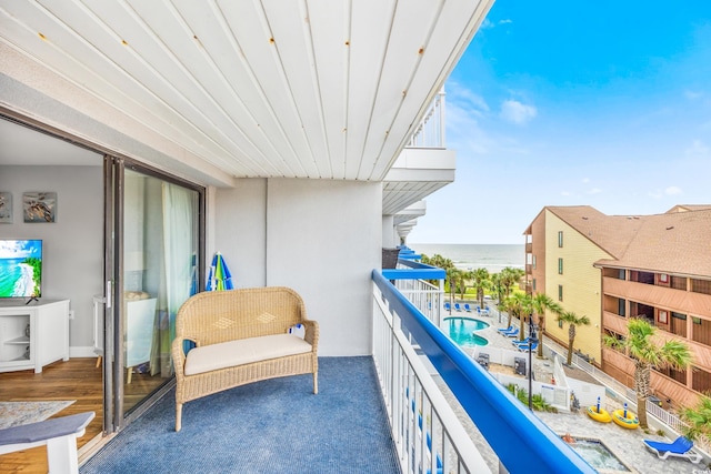 balcony with a water view