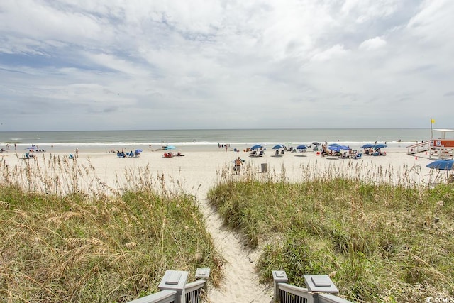 property view of water with a beach view