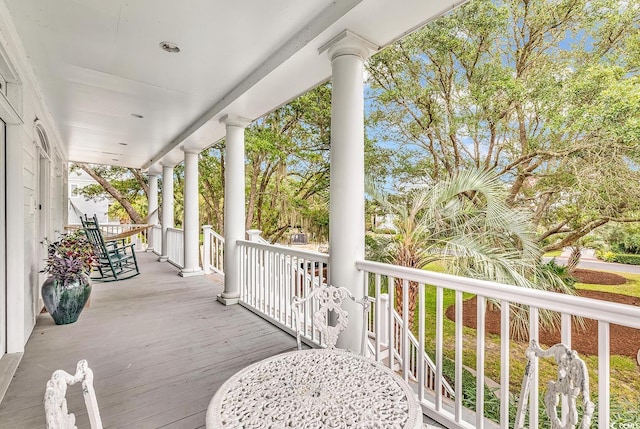 wooden deck with a porch