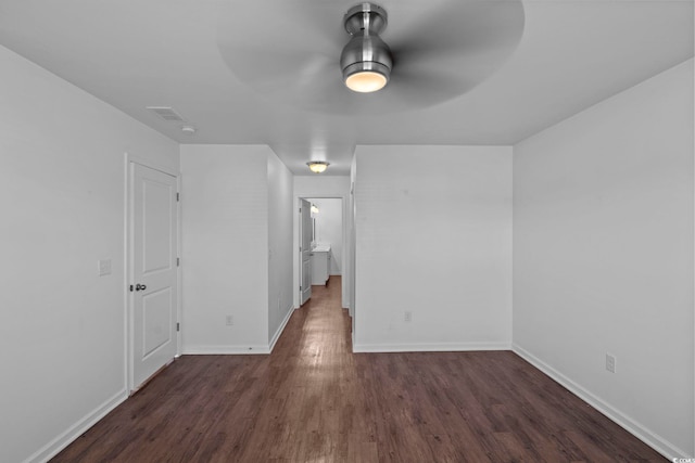 interior space featuring dark hardwood / wood-style floors and ceiling fan