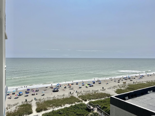 view of water feature featuring a beach view