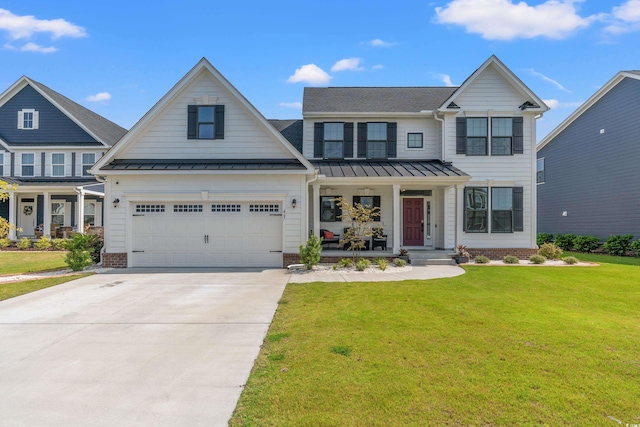 view of front of home featuring a porch and a front yard