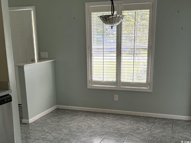 view of unfurnished dining area