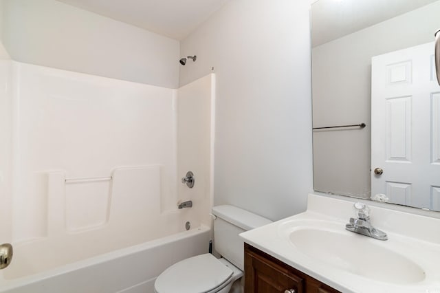 full bathroom featuring vanity,  shower combination, and toilet