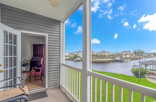 balcony with a water view