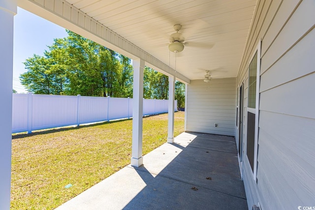 view of patio with ceiling fan