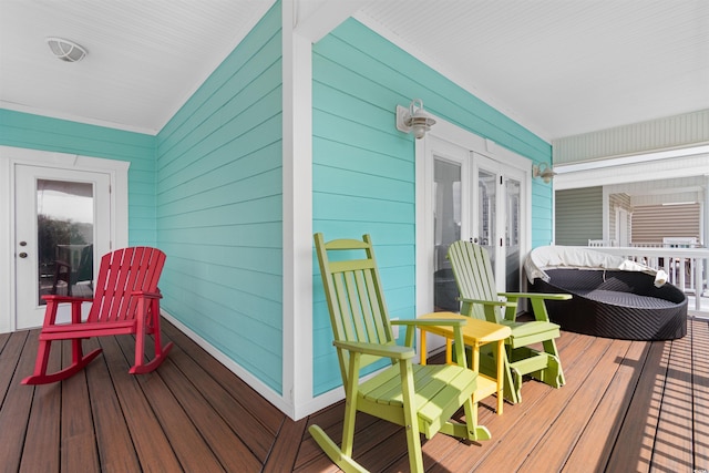 117B Ocean Blvd S, Surfside Beach, SC 29575 - wooden terrace with french doors