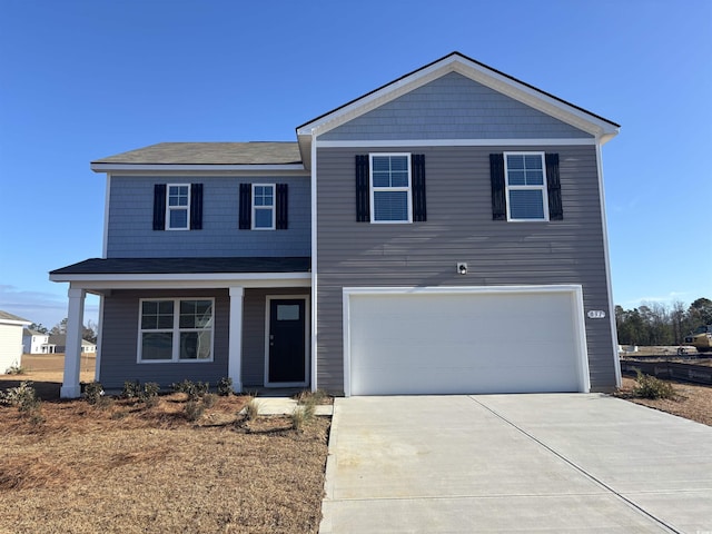 view of front of house with a garage