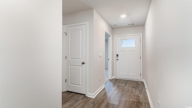 doorway featuring hardwood / wood-style floors