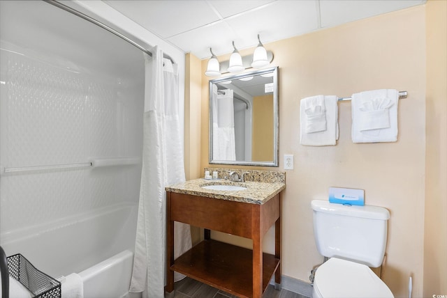 full bathroom featuring shower / bath combo, sink, and toilet