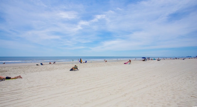 view of water feature with a view of the beach