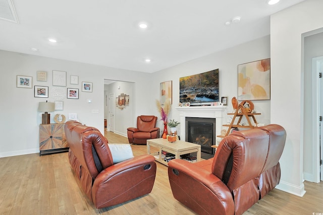 living room with light wood-type flooring