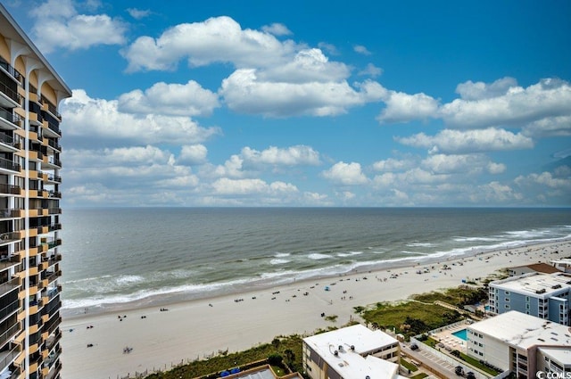 property view of water featuring a view of the beach