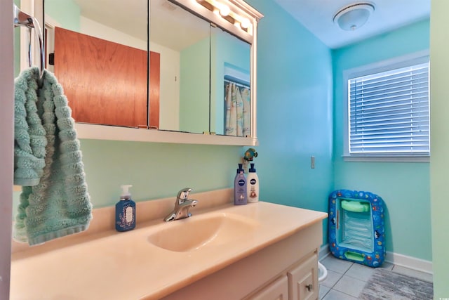 bathroom featuring vanity and tile patterned floors