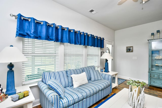 living room with hardwood / wood-style flooring