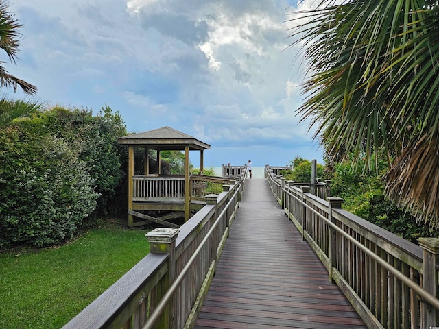 view of dock with a gazebo