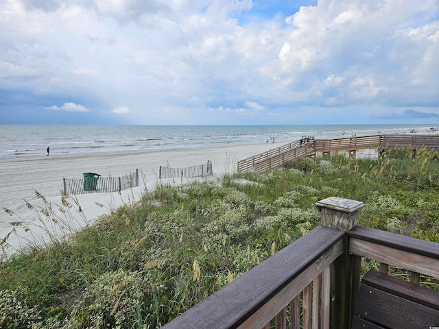 property view of water with a beach view