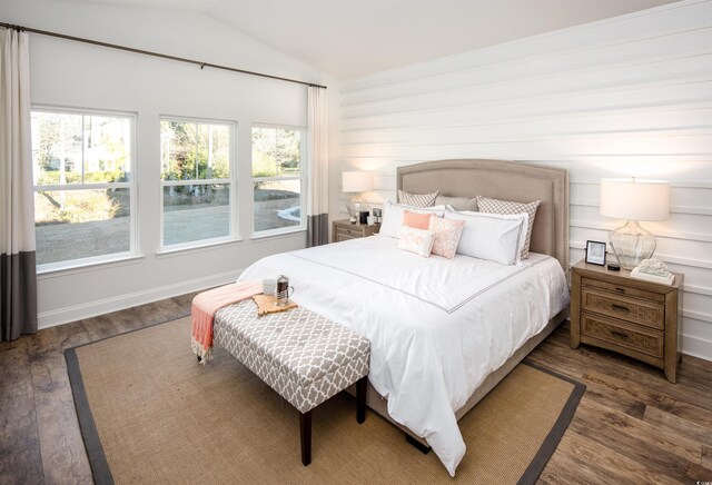 6088 Zoe Way, Myrtle Beach, SC 29588 - bedroom with dark hardwood / wood-style floors and vaulted ceiling