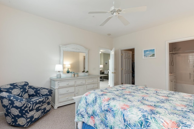 601 Hillside Dr N Unit 3906, North Myrtle Beach, SC 29582 - bedroom featuring light colored carpet, ceiling fan, and ensuite bathroom