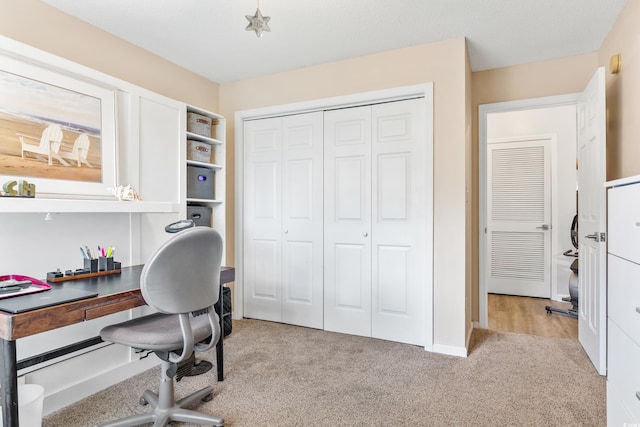 view of carpeted home office