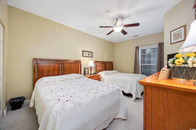 bedroom with carpet and ceiling fan