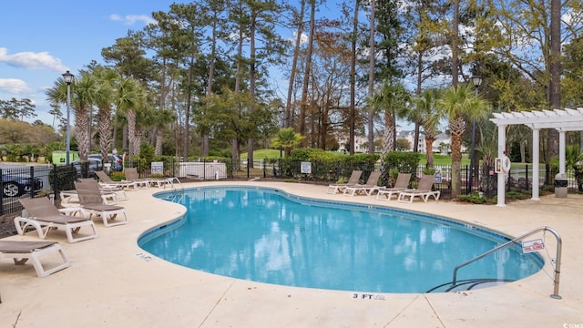 view of pool featuring a patio