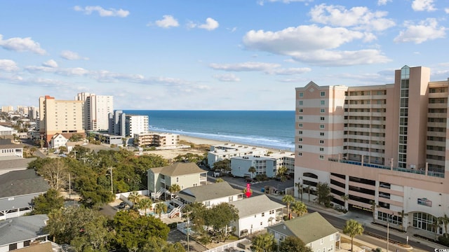 property view of water featuring a beach view