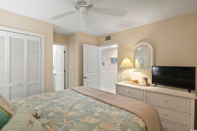 5905 S Kings Hwy Unit 219-B, Myrtle Beach, SC 29575 - bedroom featuring a closet and ceiling fan