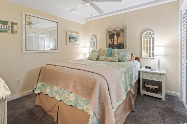 5905 S Kings Hwy Unit 219-B, Myrtle Beach, SC 29575 - carpeted bedroom featuring baseboards and ceiling fan