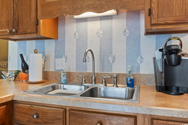 5905 S Kings Hwy Unit 219-B, Myrtle Beach, SC 29575 - kitchen featuring light countertops and brown cabinetry